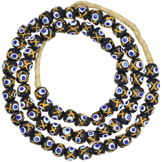 Handmade Fancy Krobo Glass Beads - 26" Strand, 10Mm Beads