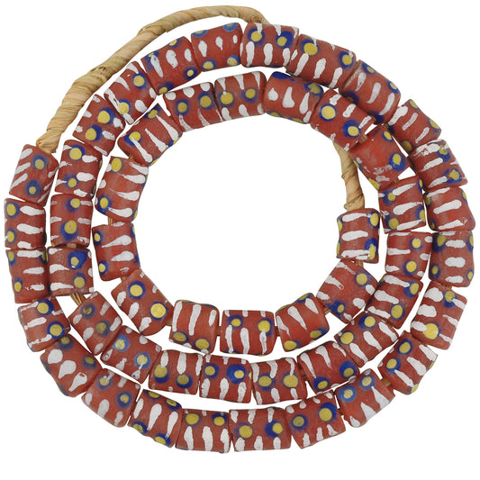 Authentic Ghana Fancy Powder Glass Beads - African Trade Beads - angled shot