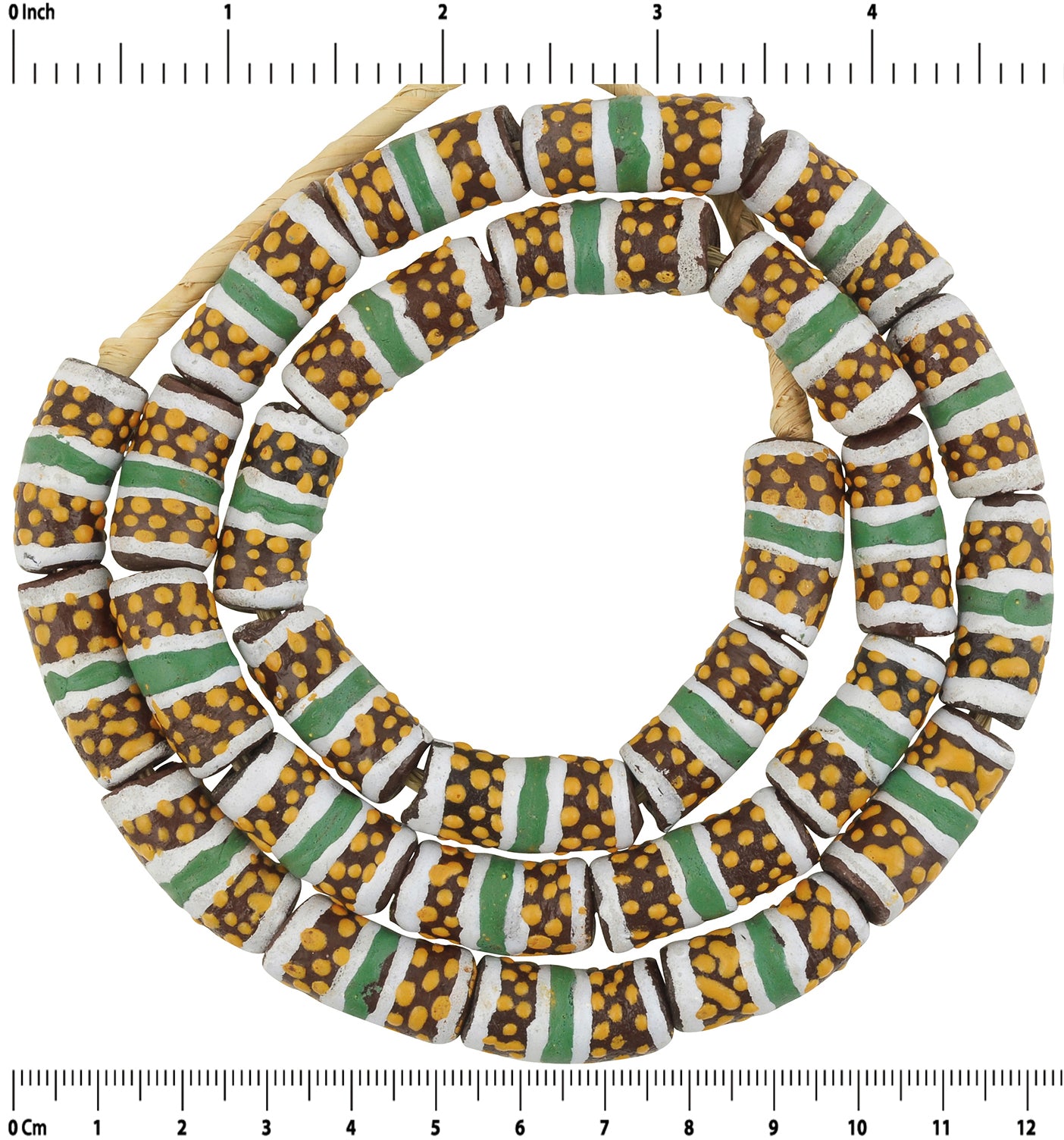Beautiful African Trade Beads - Fancy Recycled Glass Krobo Beads - zoomed-in detail