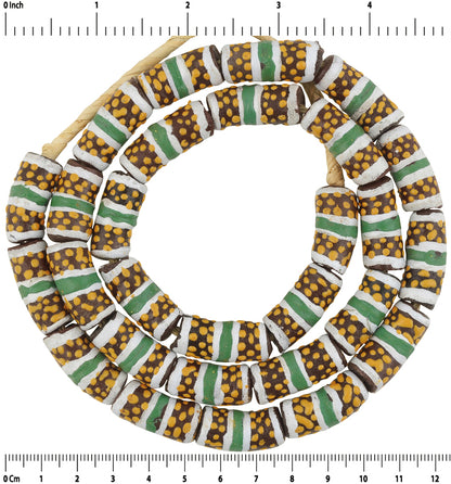 Beautiful African Trade Beads - Fancy Recycled Glass Krobo Beads - zoomed-in detail