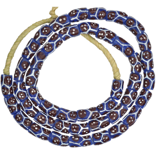 African Trade Beads - Fancy Powder Glass Krobo Beads, 9Mm, 26" Strand