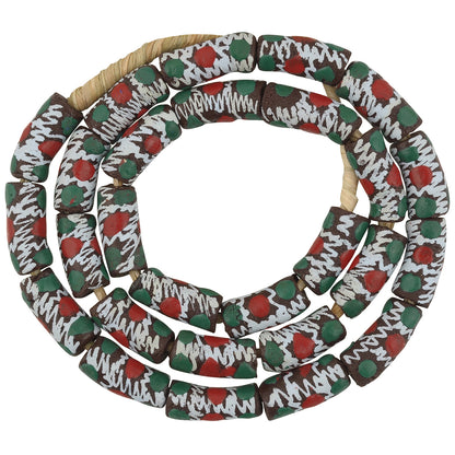 Authentic 10Mm African Trade Beads - Fancy Ghana Powder Glass Beads