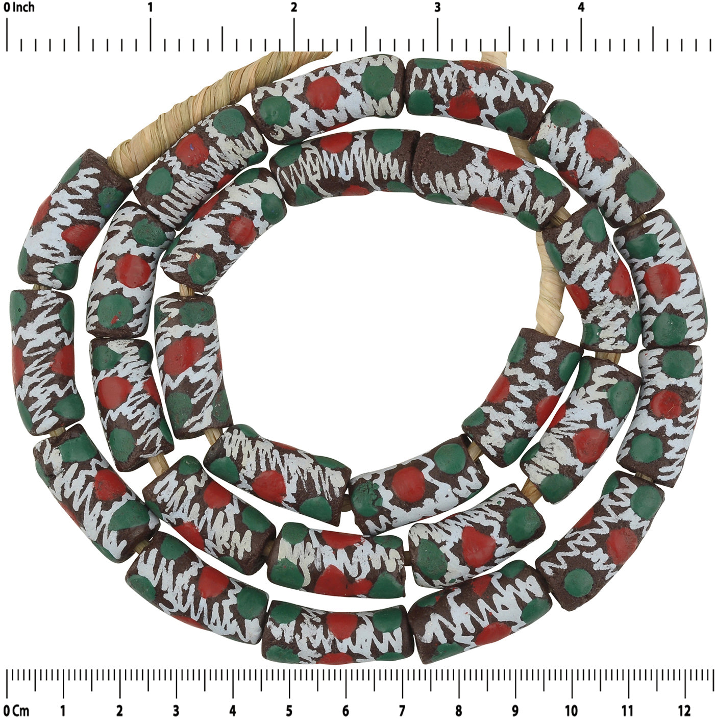Authentic 10Mm African Trade Beads - Fancy Ghana Powder Glass Beads - zoomed-in detail