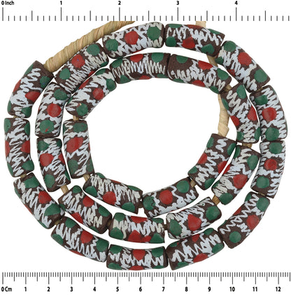 Authentic 10Mm African Trade Beads - Fancy Ghana Powder Glass Beads - zoomed-in detail