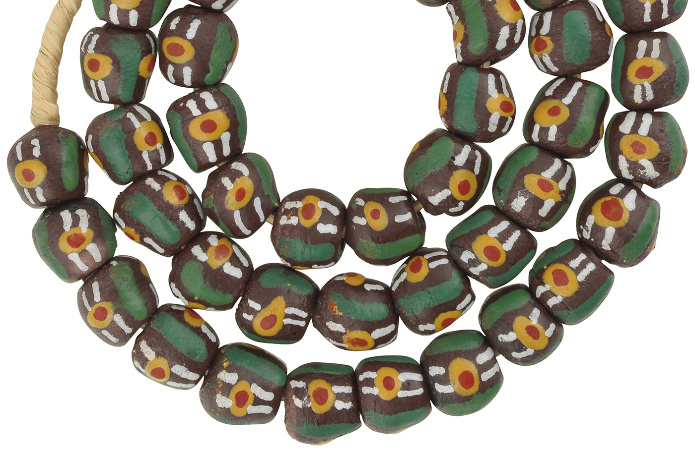 Fancy Krobo African Trade Beads - 12Mm Recycled Glass, 24" Strand - close-up