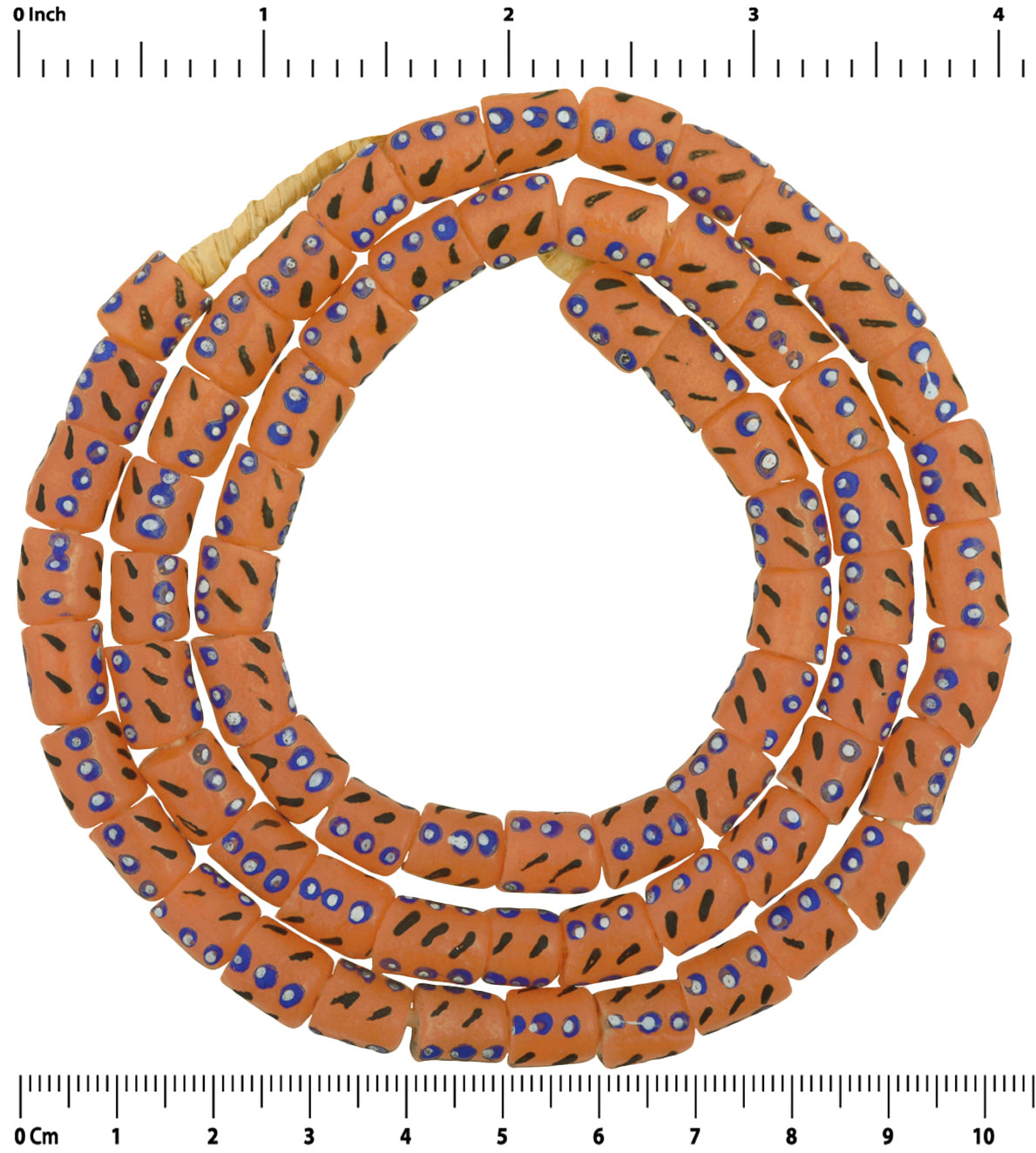 Authentic Ghanaian Fancy Powder Glass Beads - 8Mm, 25" Strand - close-up