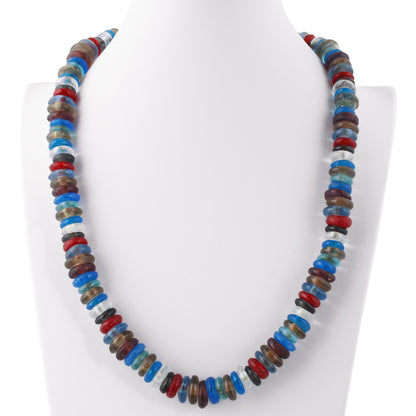 Handmade Necklace Recycled Glass Beads Brass Krobo Ashanti African Trade Jewelry