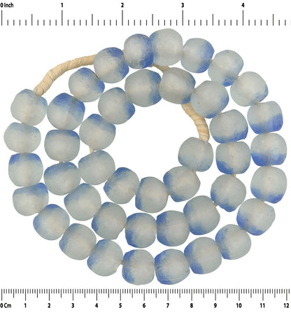 Translucent Powder Glass Krobo Beads - Recycled Ghana Trade Beads - zoomed-in detail