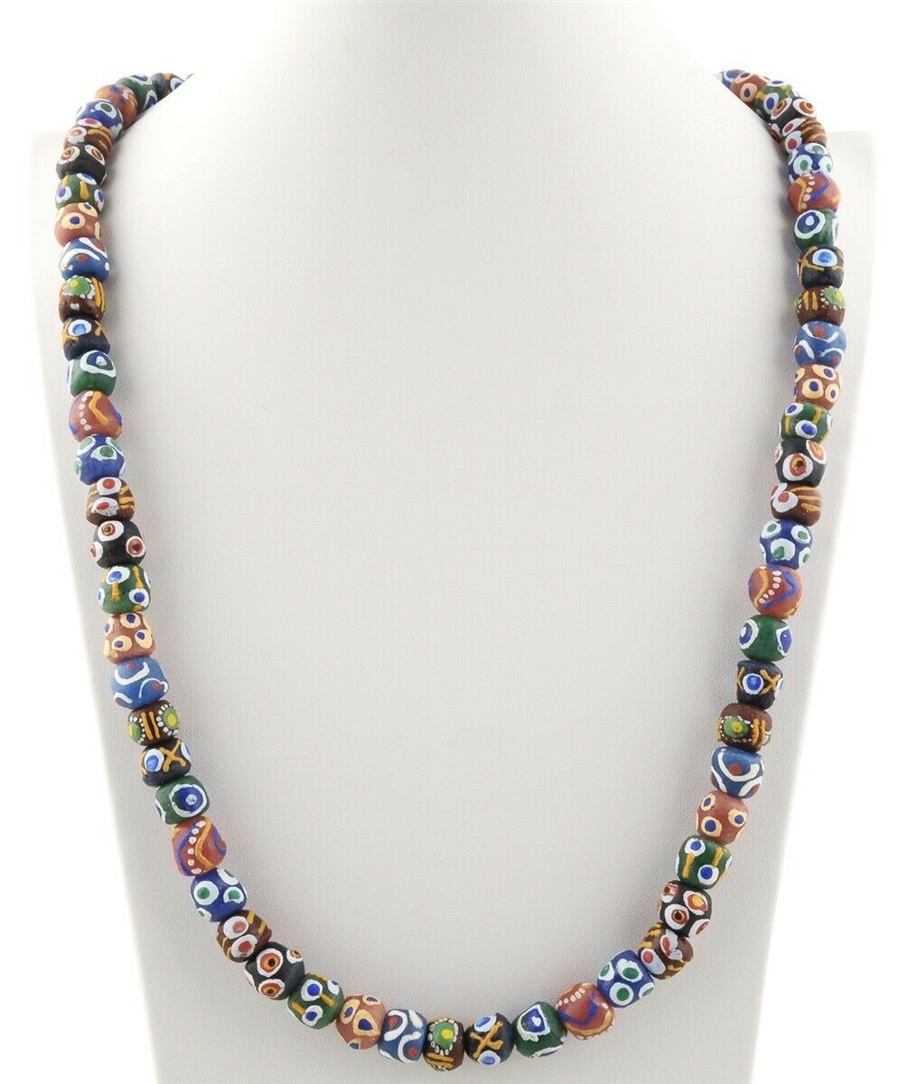 Handmade Recycled Glass Beads Necklace Ready To Wear Jewelry Krobo Ghana Africa - alternate view