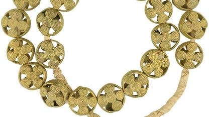 Tabular African Brass Beads - Handmade In Ghana - close-up
