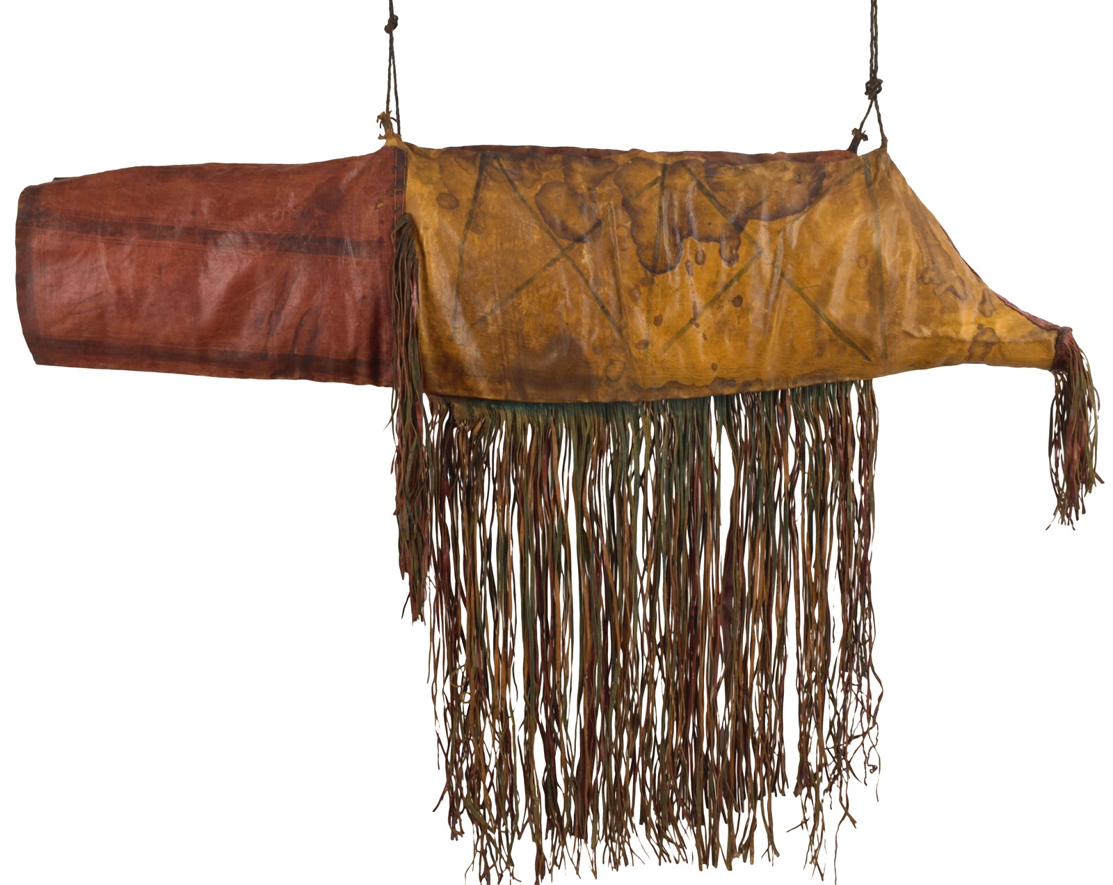 Camel Saddle Bag Old African Tuareg Leather Niger Mali Sahara Bedouin - zoomed-in detail