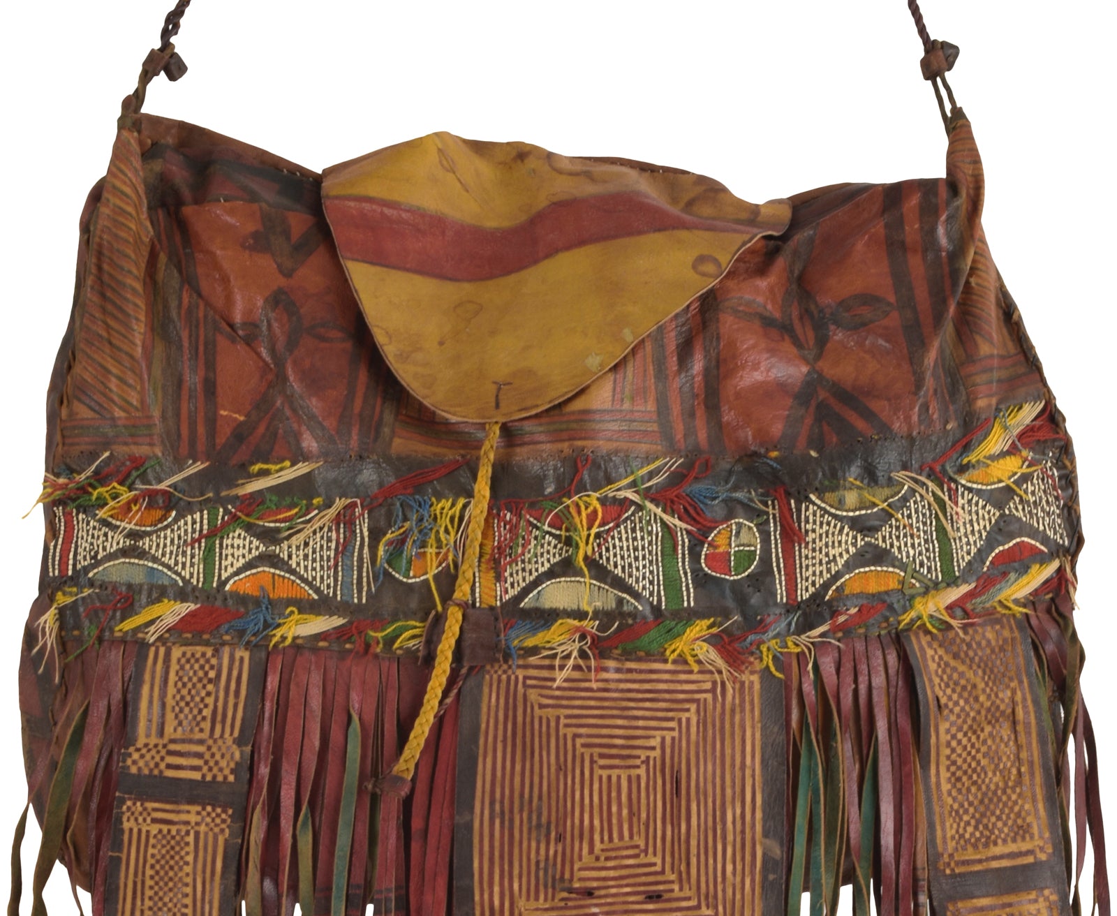 Authentic Tuareg Leather Bag – Sahara Nomad Ethnic Geometric Decor