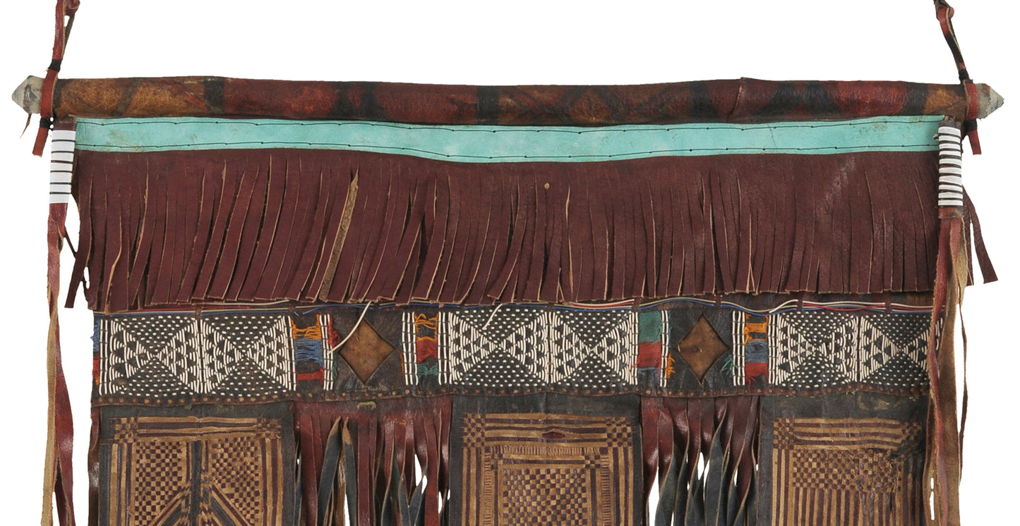 Old African Art Tuareg Bedouin Leather Tent Decoration Panel Niger - alternate view