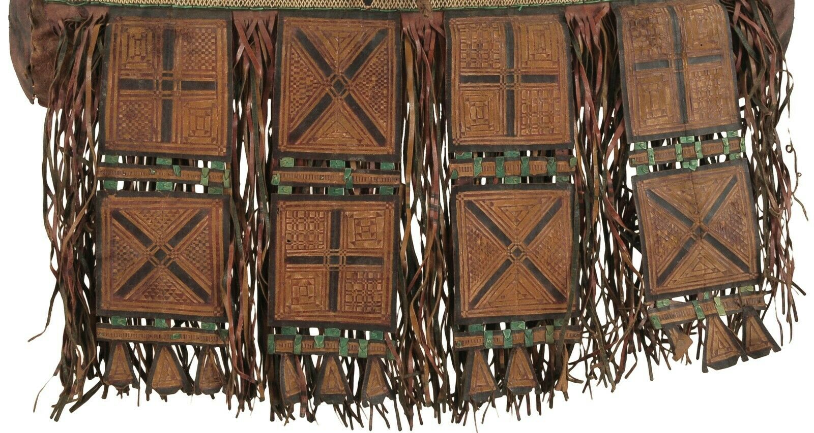Authentic Tuareg Leather Bag with Colorful Sahara Strips & Fringe