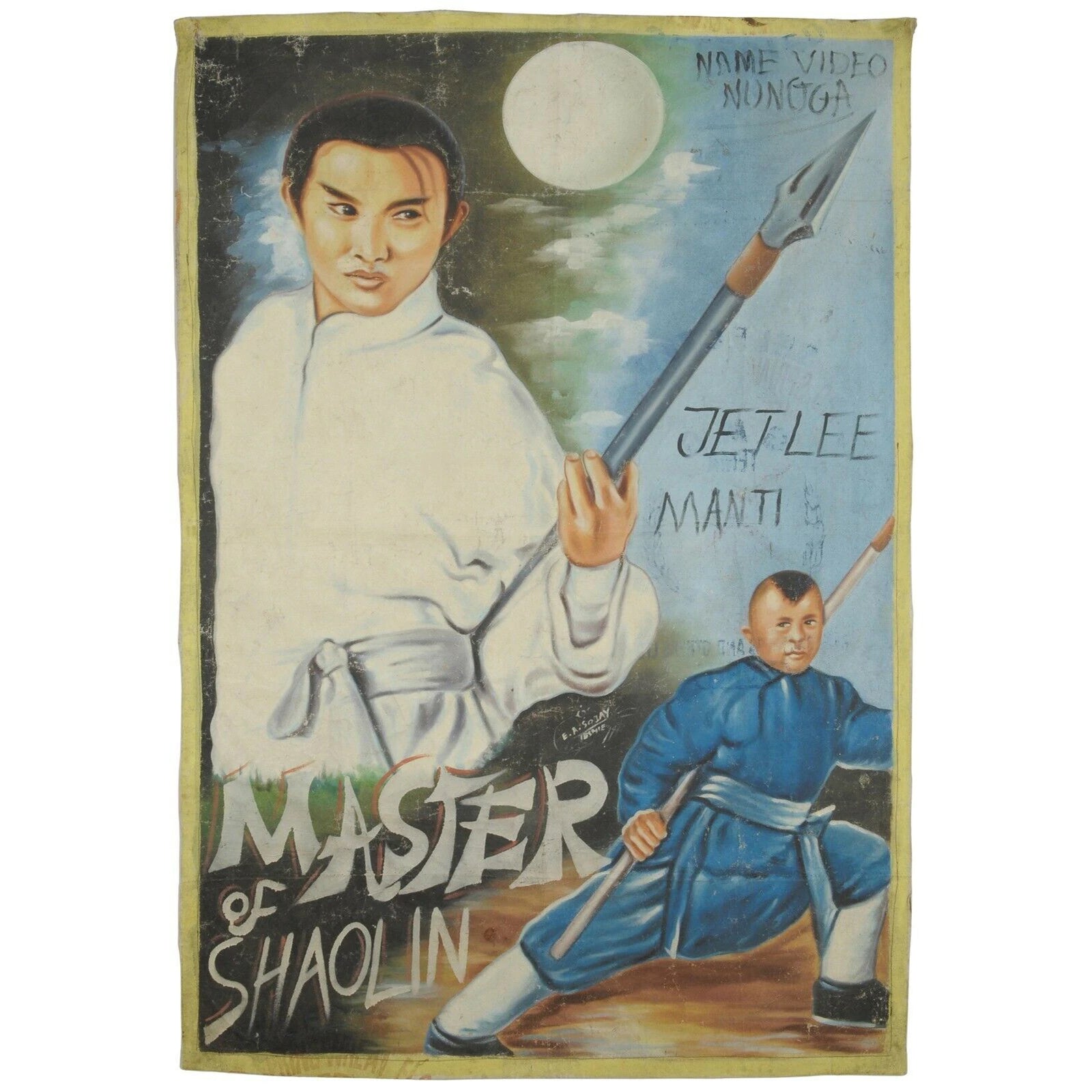 Authentic Master Of Shaolin Hand-Painted Ghana Movie Poster Jet Lee