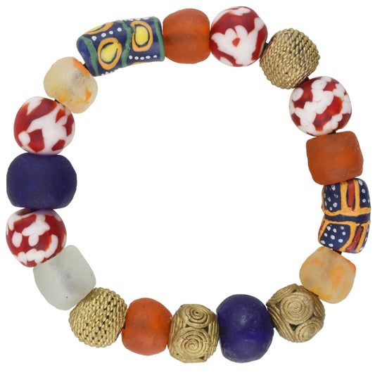 Handmade Beaded Bracelet | African Glass & Brass Beads Jewelry