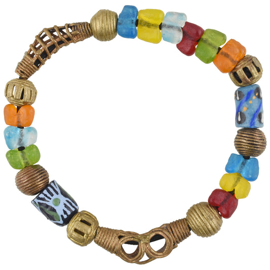 Handmade Beaded Bracelet - African Glass & Brass Beads Bracelet