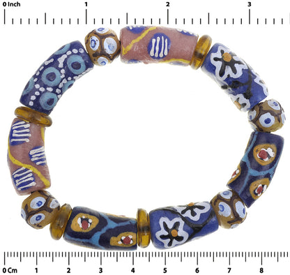African Beaded Bracelet - Handmade Krobo Glass Beads Jewelry - zoomed-in detail