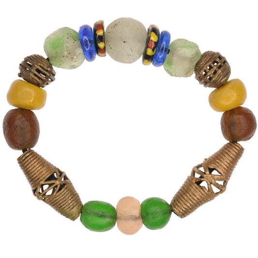 Handmade Beaded Bracelet Brass & Glass Beads - Jewelry