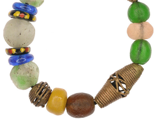 Handmade Beaded Bracelet Brass & Glass Beads - Jewelry - alternate view
