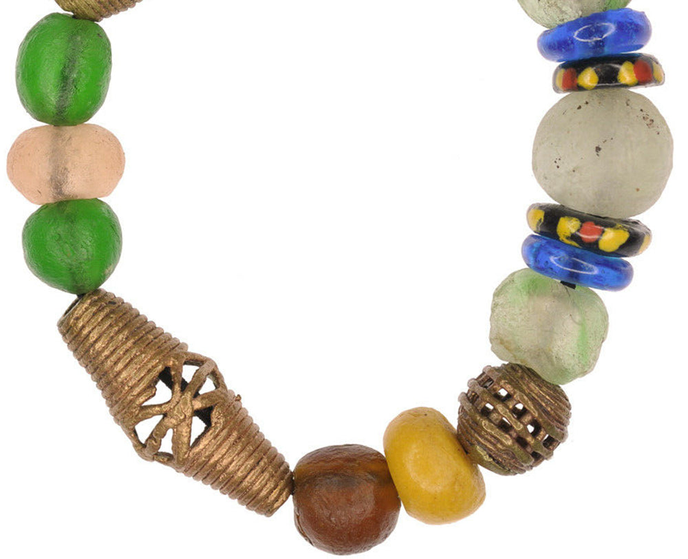 Handmade Beaded Bracelet Brass & Glass Beads - Jewelry - close-up