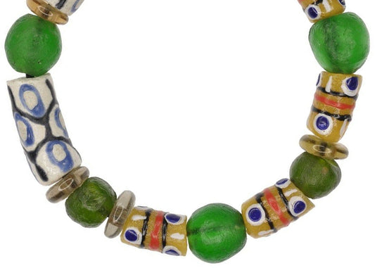 Handmade African Beaded Bracelet - Ghanaian Glass Beads - alternate view