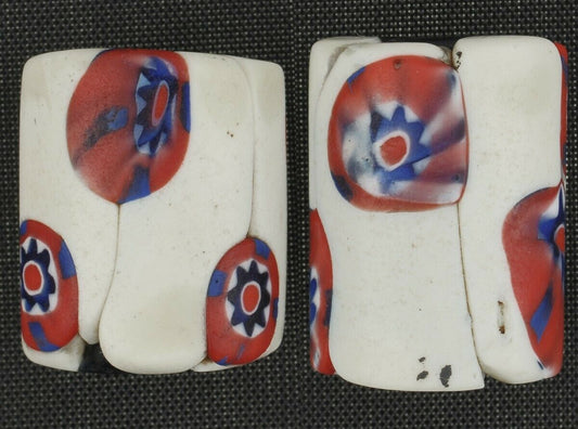 Rare Antique Venetian Millefiori Mosaic Glass Trade Beads  17-18Mm - alternate view