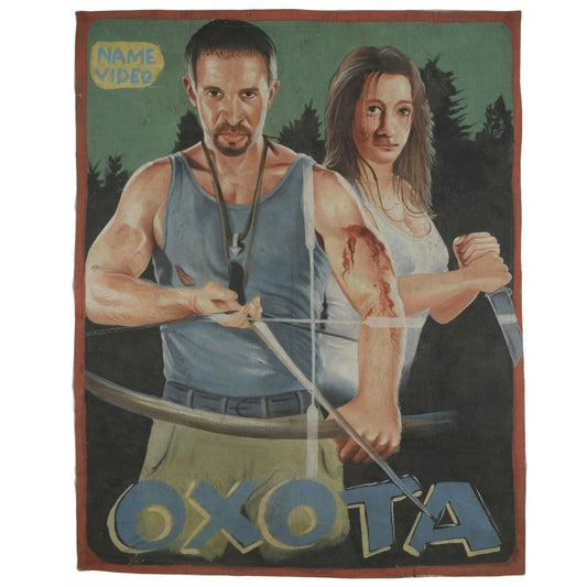 Oxota - Piranha Ghanaian Hand-Painted Action Movie Poster