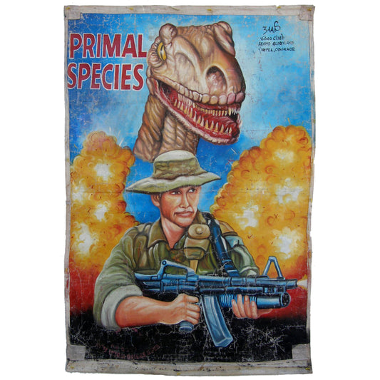Unique Hand-Painted 'Primal Species' Movie Poster By Ghanaian Artist - horror scene artwork