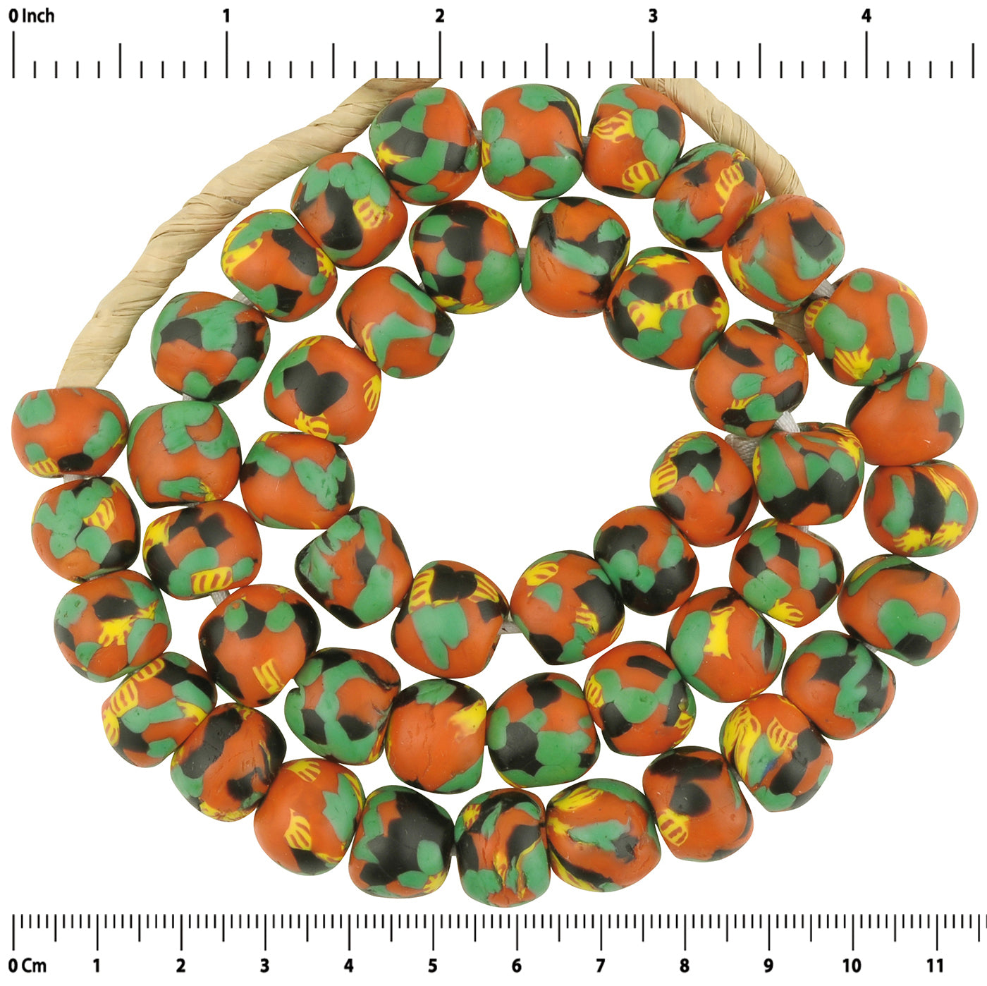 African Trade Beads - 12-13Mm Recycled Ghana Glass Beads - zoomed-in detail