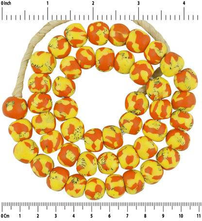 Handmade Beads Recycled Seed Glass Ghana African Krobo Necklace Tumbled - zoomed-in detail