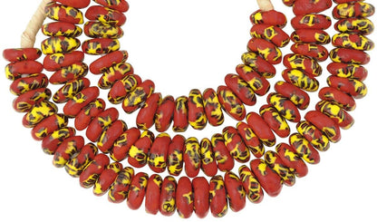 Authentic African Trade Beads - 11Mm Fused Recycled Glass Disks - zoomed-in detail