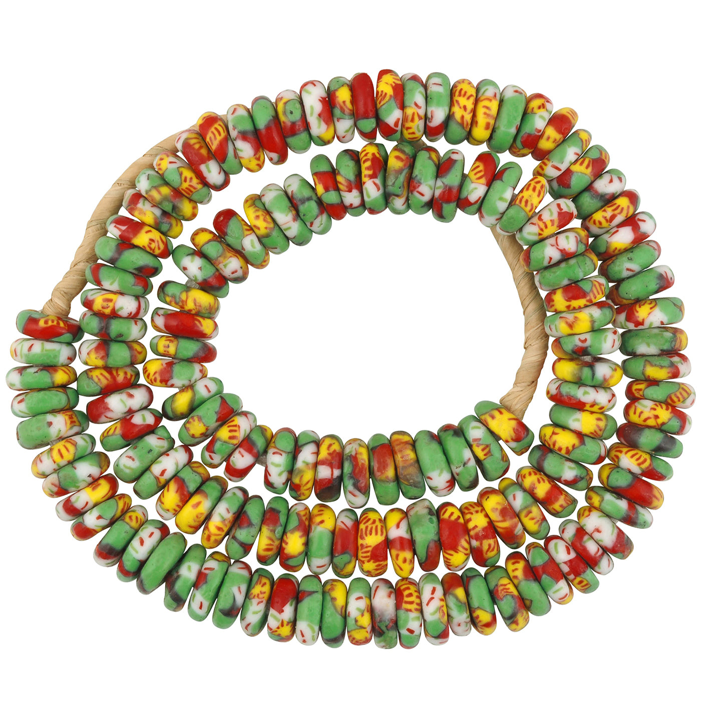 Vibrant African Trade Beads: Fused Ghana Glass Disks