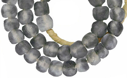 Translucent Recycled Krobo Glass Beads - 20.5" African Trade Beads - close-up