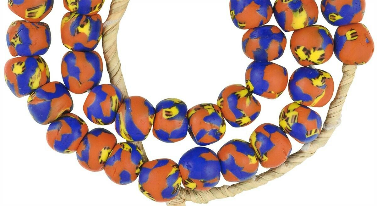Vibrant African Trade Beads - Recycled Ghana Glass Beads - close-up
