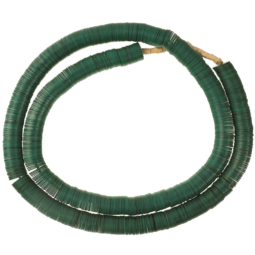 Old Czech Green Vulcanic Disk Beads - Large African Trade Beads