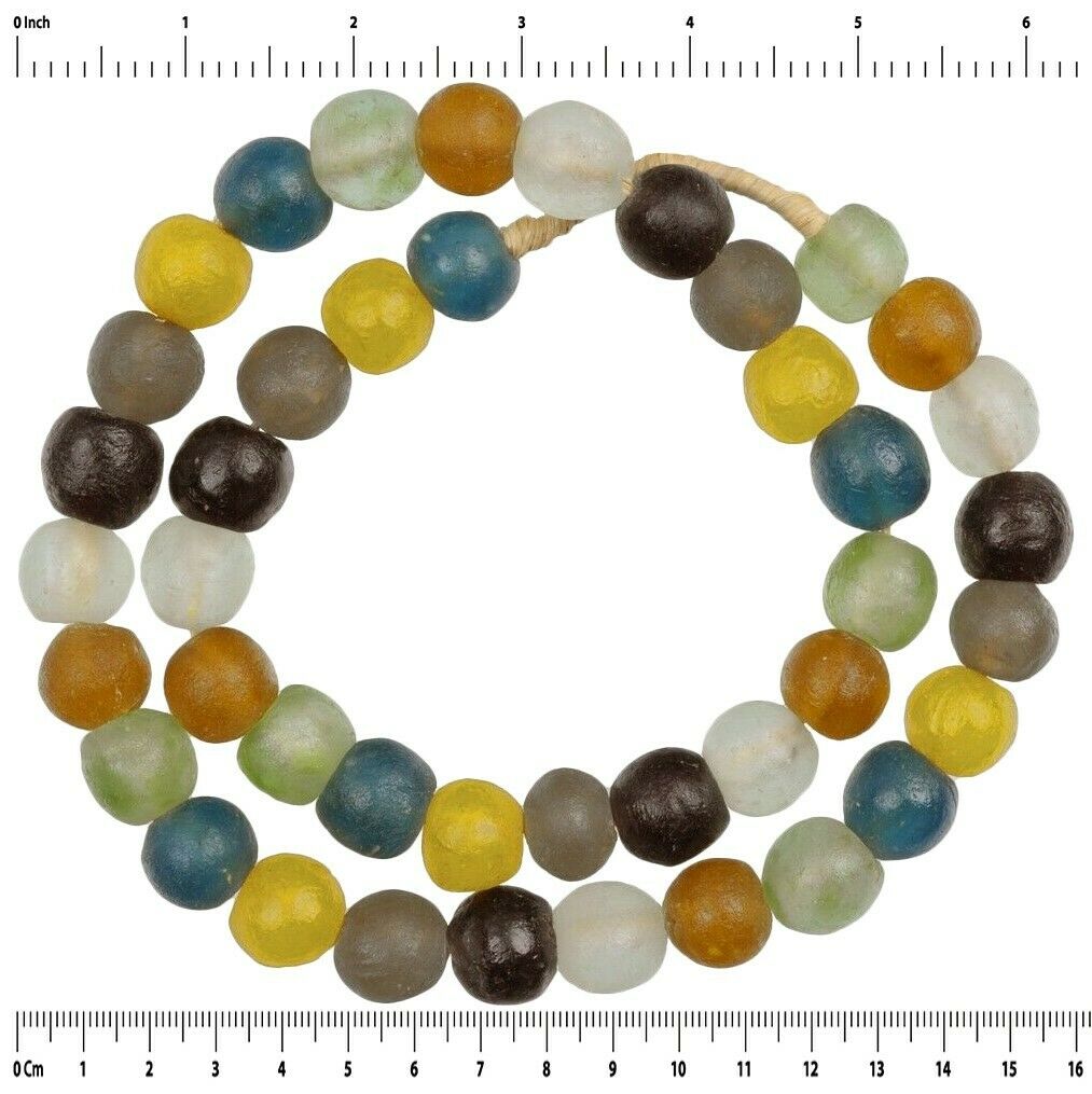 Translucent Bottle Glass Beads - 25" African Trade Beads - close-up