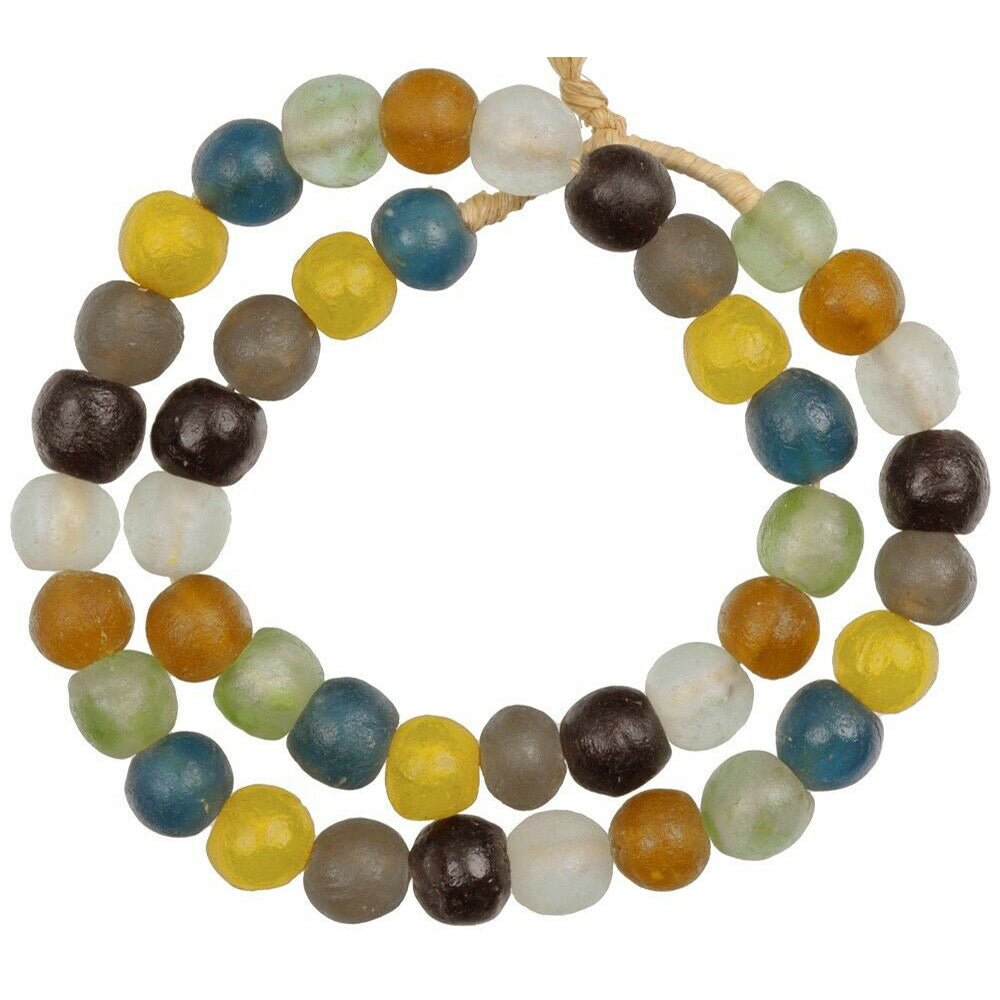 Translucent Bottle Glass Beads - 25" African Trade Beads - horror scene artwork