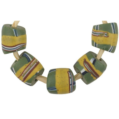 Rare Antique Green French Cross Venetian Lampwork Trade Beads