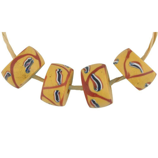 Antique Yellow Fancy Venetian Lampwork Glass Trade Beads