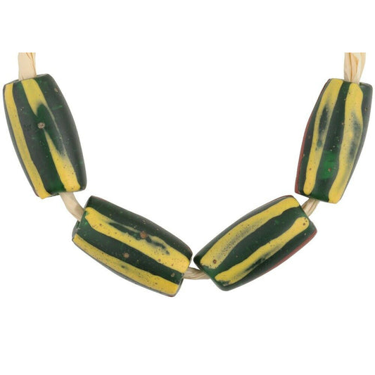 Antique Striped Green Venetian Lampwork African Trade Beads