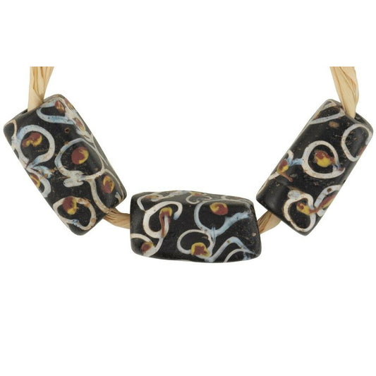 Antique Black Rectangular Venetian Wound Glass Trade Beads