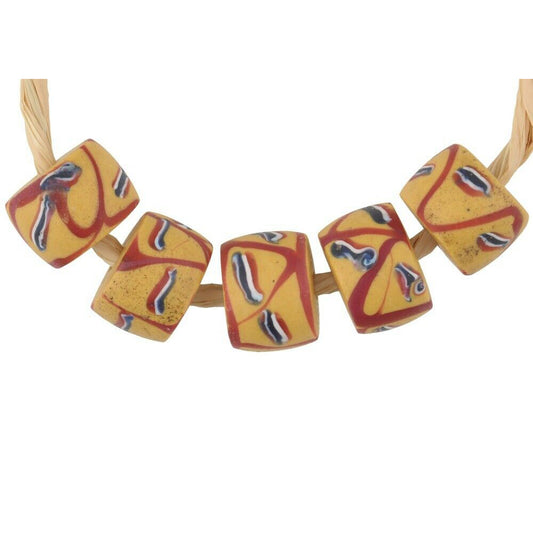 Antique Yellow Fancy Venetian Wound Glass Trade Beads - African Trade