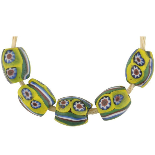 Rare Antique Oval African Trade Millefiori Mosaic Beads