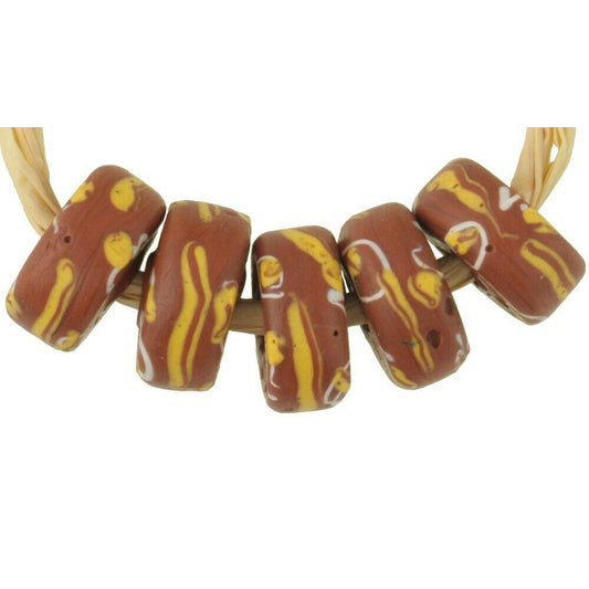 Rare Antique Brick Color Venetian Lampwork Glass Trade Beads