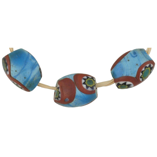 Rare Antique Oval Venetian Millefiori Trade Beads - African Mosaic - alternate view