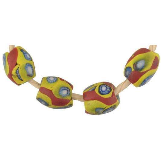 Old African Trade Beads: Oval Millefiori Mosaic Glass, 12-13Mm
