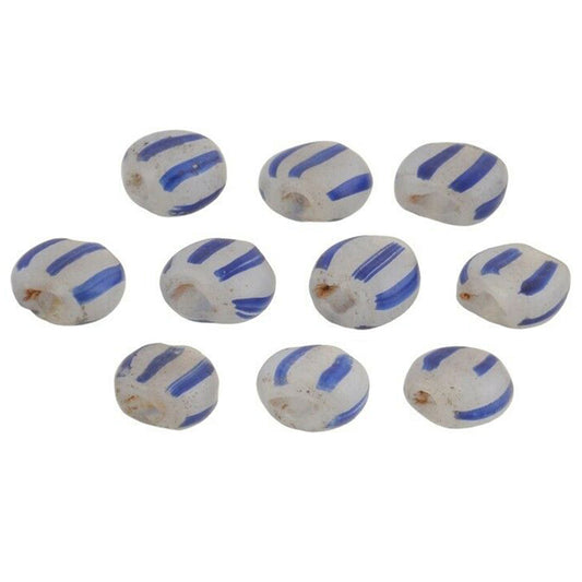 Antique Blue Striped Tabular Venetian Lampwork Trade Beads
