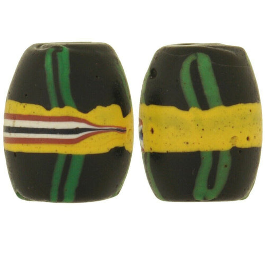 Rare Large Black French Cross Venetian Lampwork Beads - 15X12 Mm