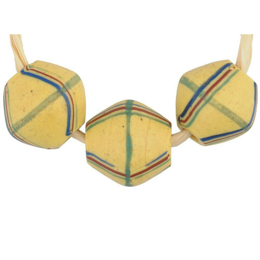 Antique Yellow Bicone "King" Venetian Lampwork Glass Trade Beads